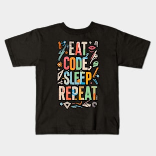 Eat Code Sleep Repeat Kids T-Shirt